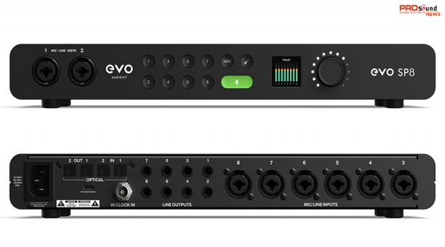 Audient mở rộng phạm vi EVO với SP8 với tiền khuếch đại mic thông minh 8 kênh