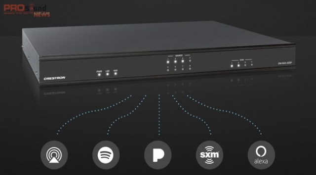 Crestron công bố bộ khuếch đại DM NAX 4-Zone Streaming Pre-Amplifier và loa siêu trầm trong tường
