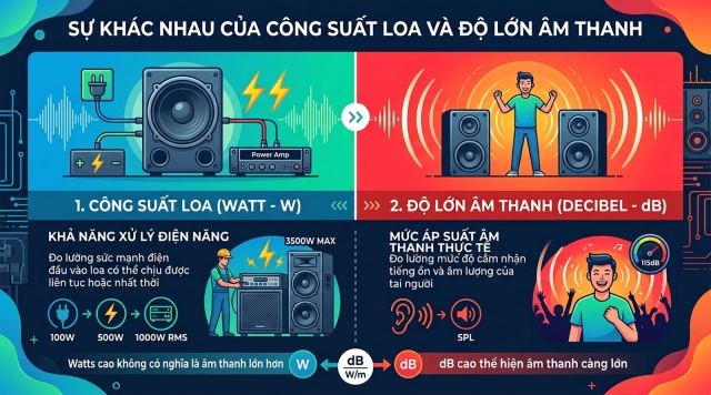 Sự khác nhau của công suất loa và độ lớn âm thanh