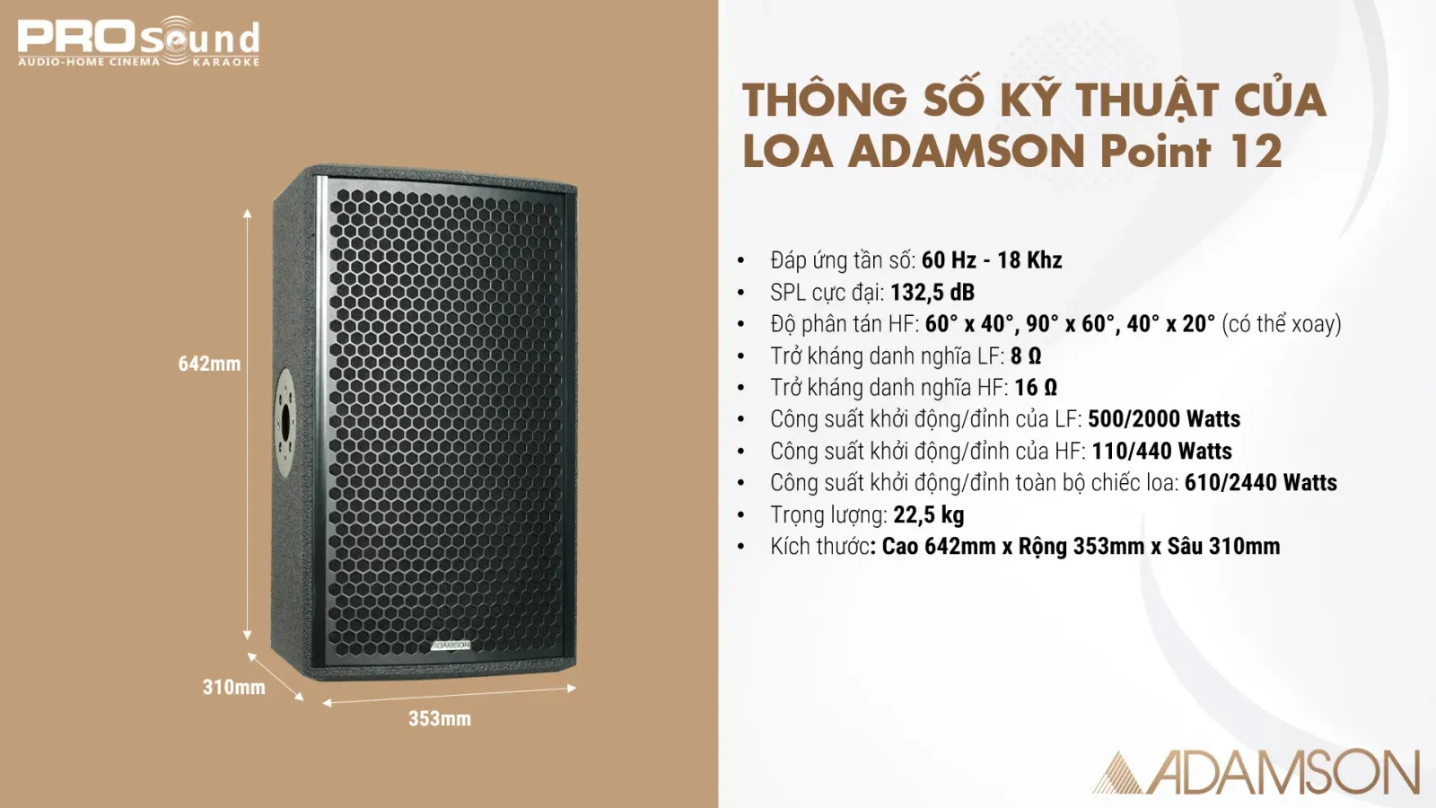 Thông số kỹ thuật của ADAMSON Point 12