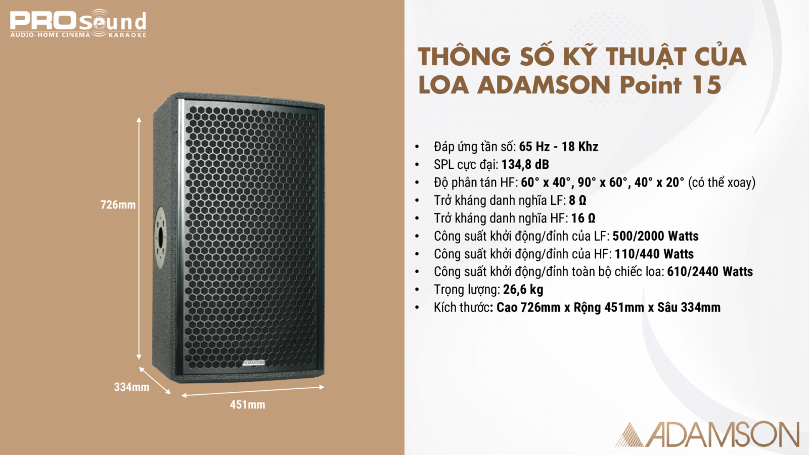 Thông số kỹ thuật của ADAMSON Point 15