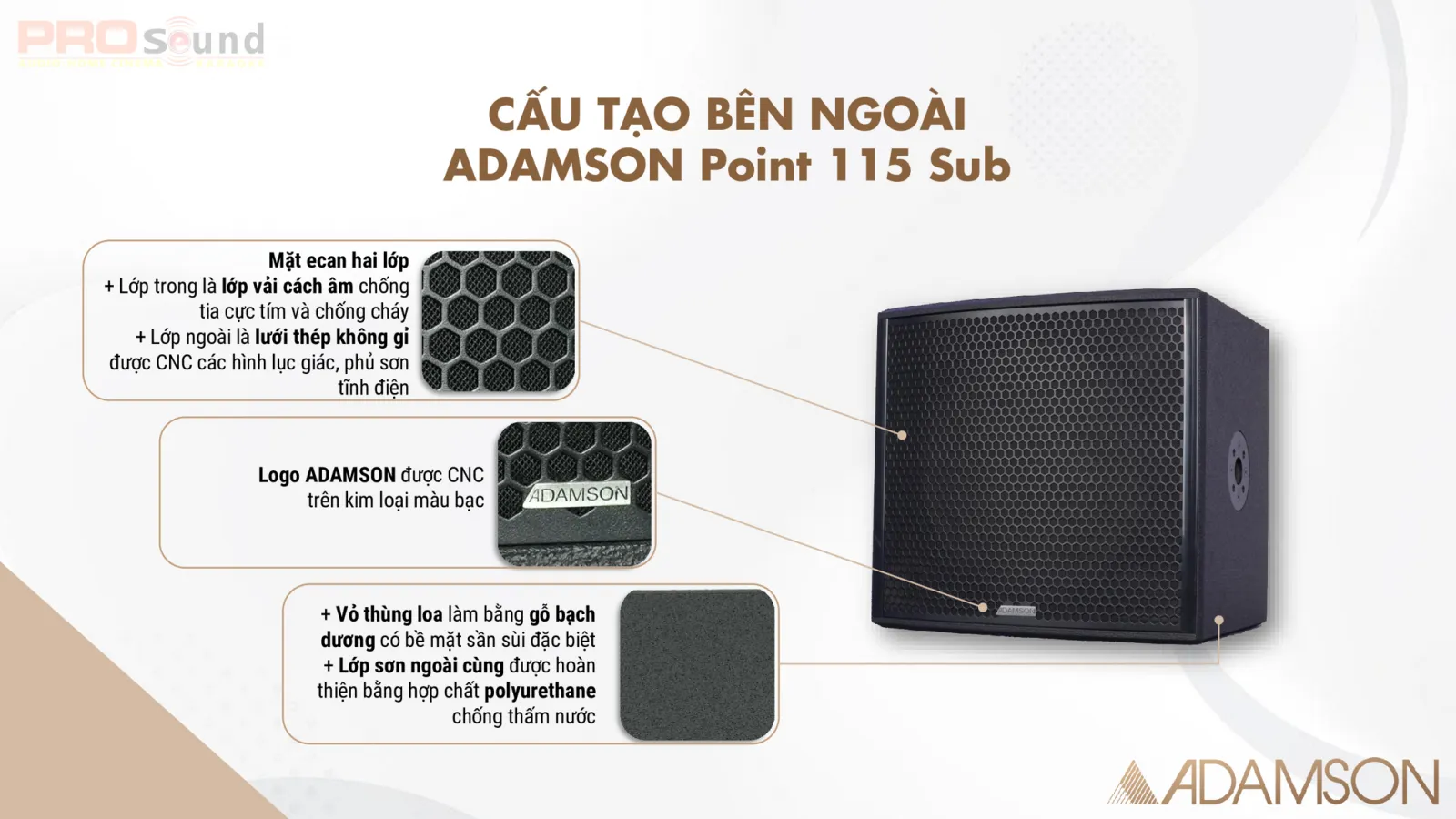 cấu tạo bên ngoài loa adamson point 115