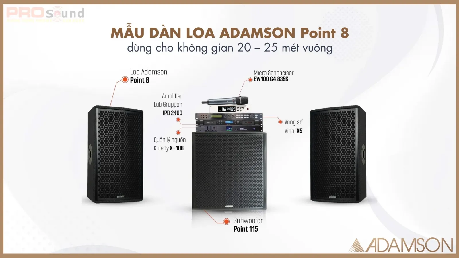 Mẫu dàn loa ADAMSON Point 8 dùng cho không gian 20 -25 mét vuông