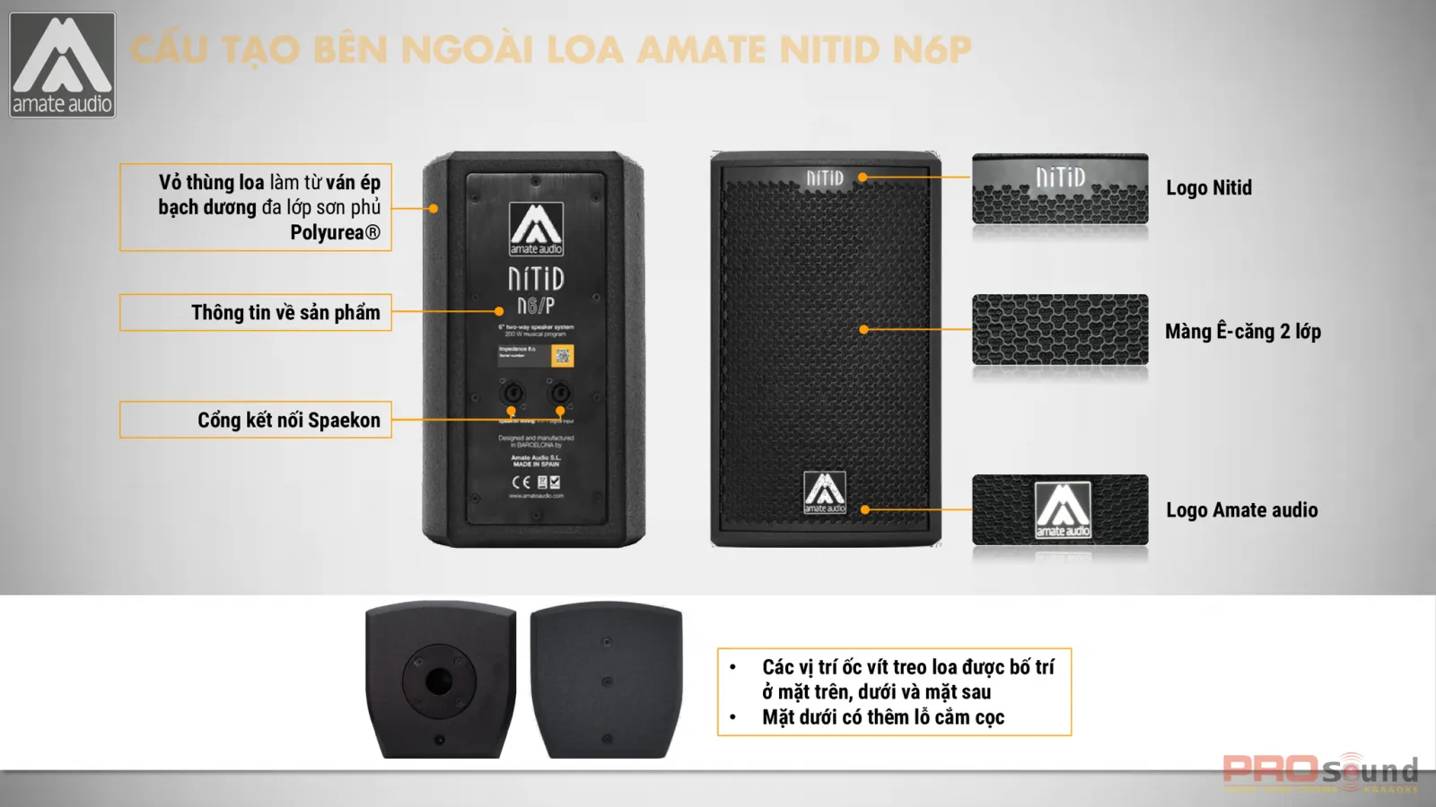 Cấu tạo bên ngoài loa AMATE Nitid N6P