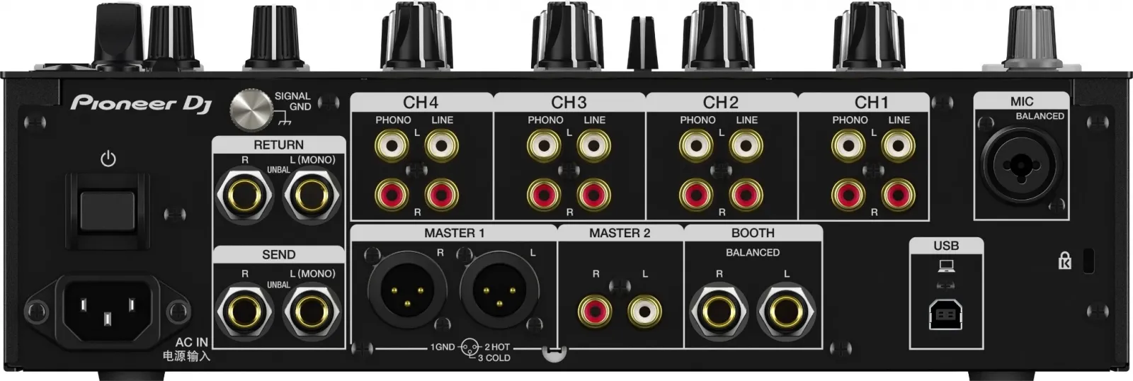 các kết nối của Pioneer DJM 750MK2