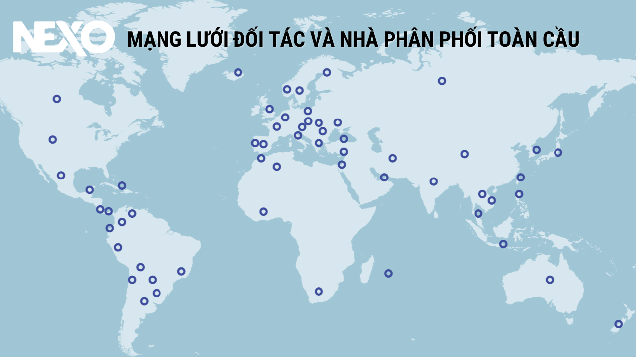 các điểm đại lý phân phối toàn cầu của nexo