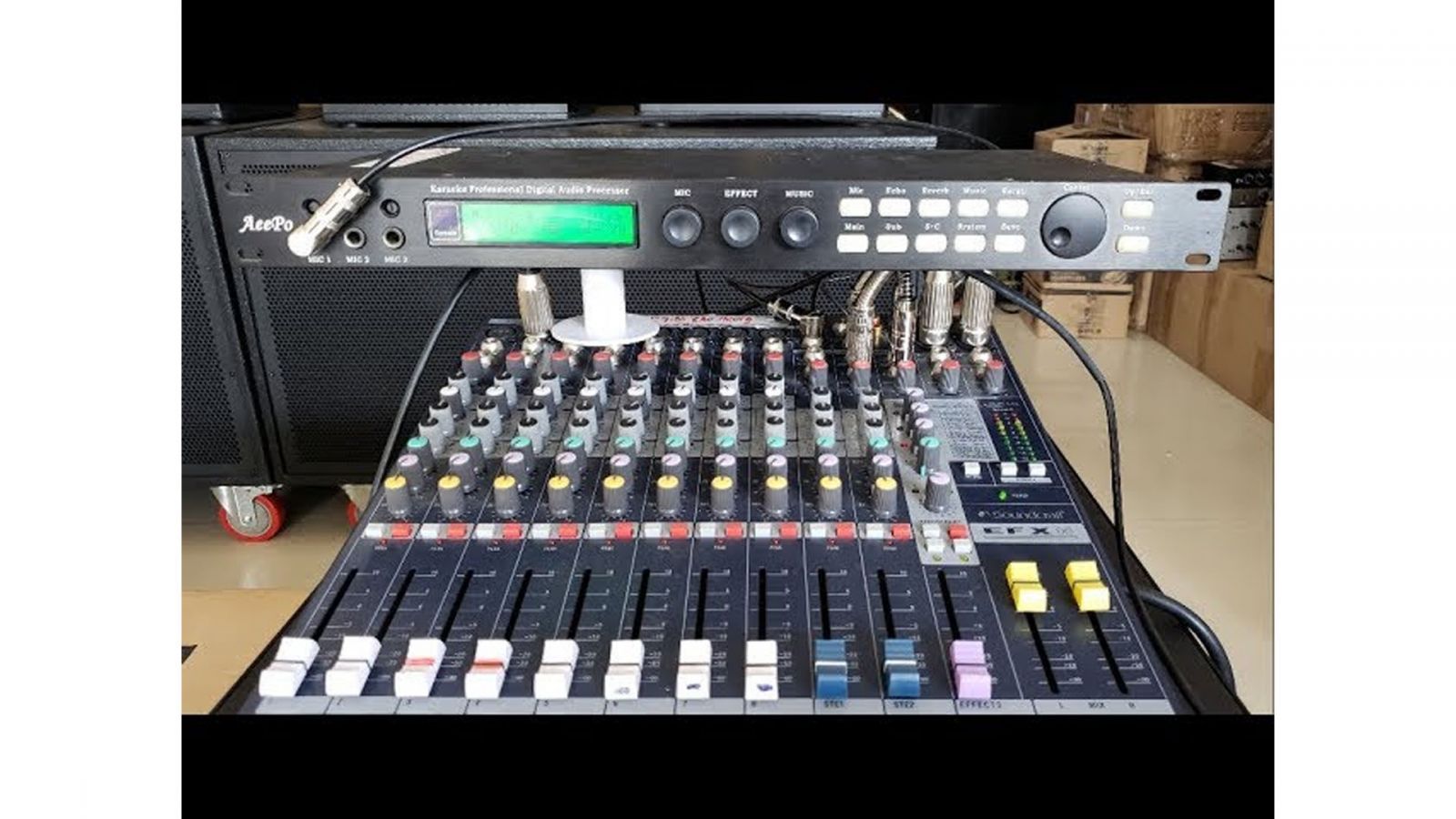 cách kết nối mixer với vang số