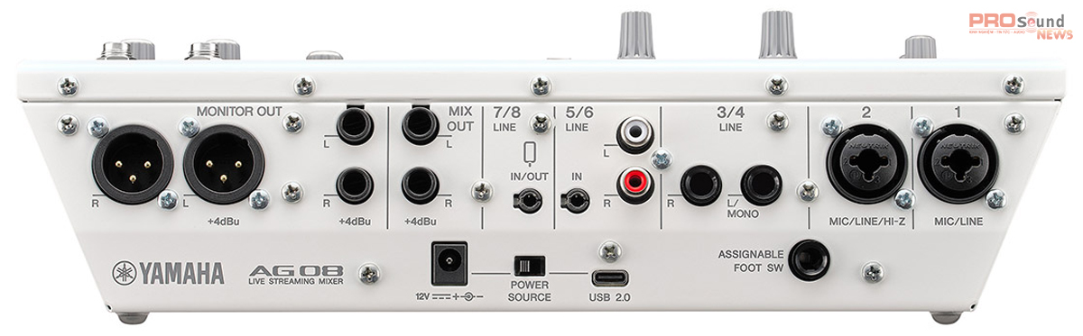 cổng kết nối của yamaha ag08